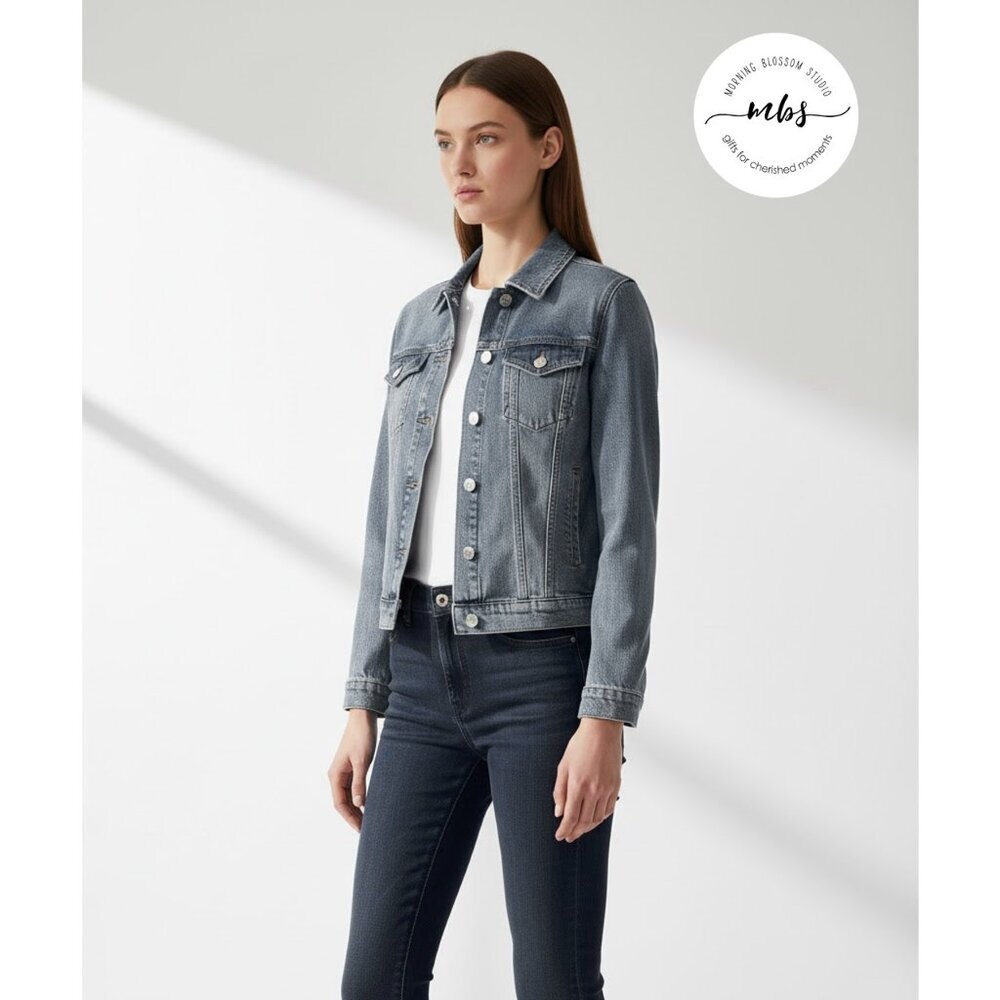 Faconnable Button Down Jean‎ Jacket Blue Women XS - image 1